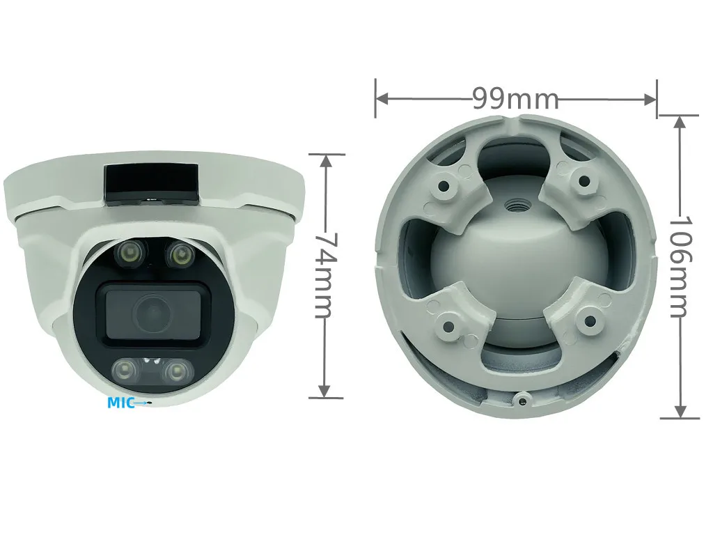 8/5/4/3MP XM IP Metal Dome Camera Double Light Motion Detect Built-In MIC Audio XMEYE ICsee P2P Onvif RTSP Low illumination