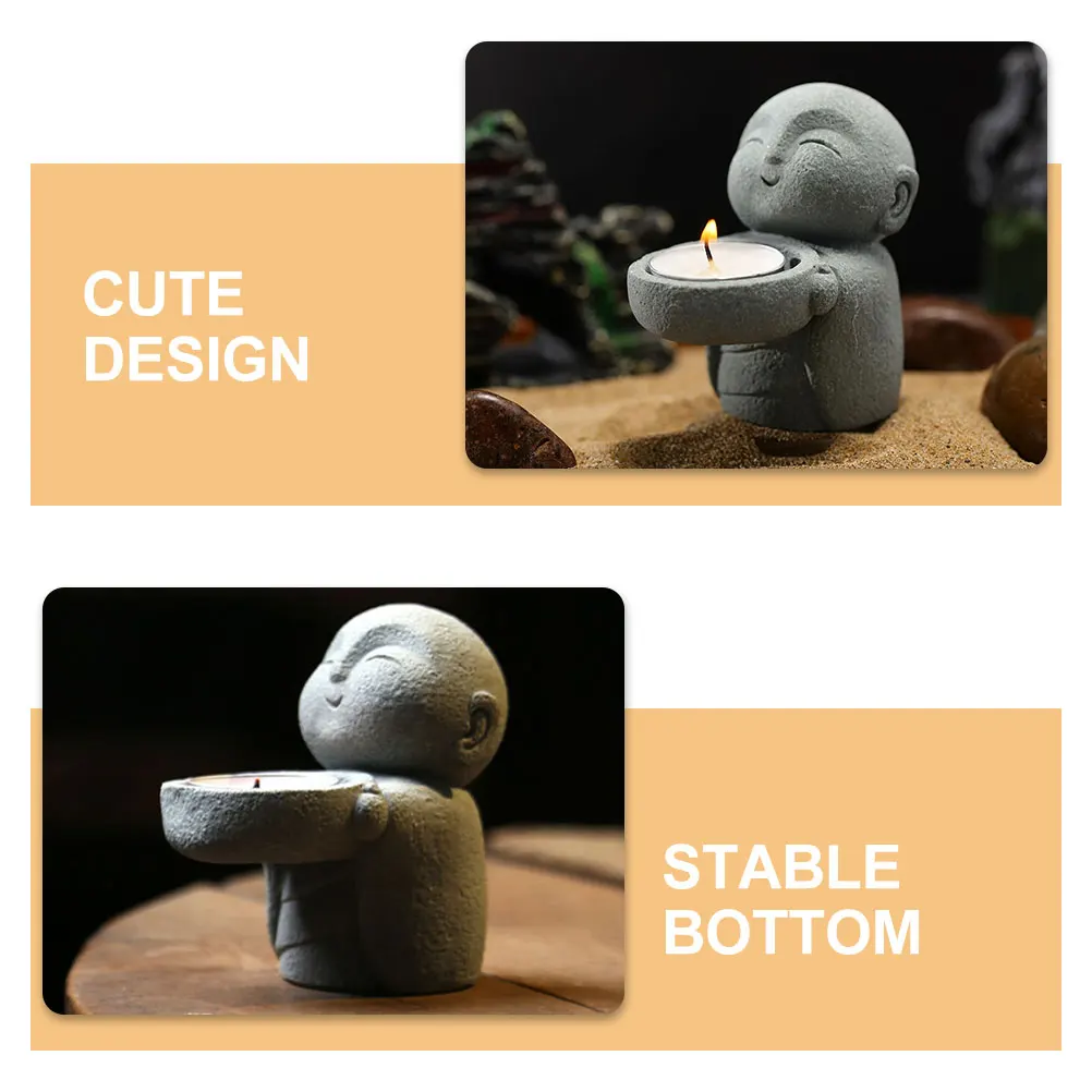 

Resin Buddha Holder Decoration for Desk Home Or Guest House Serene Vintage Style Stand with Warm Glow Effect