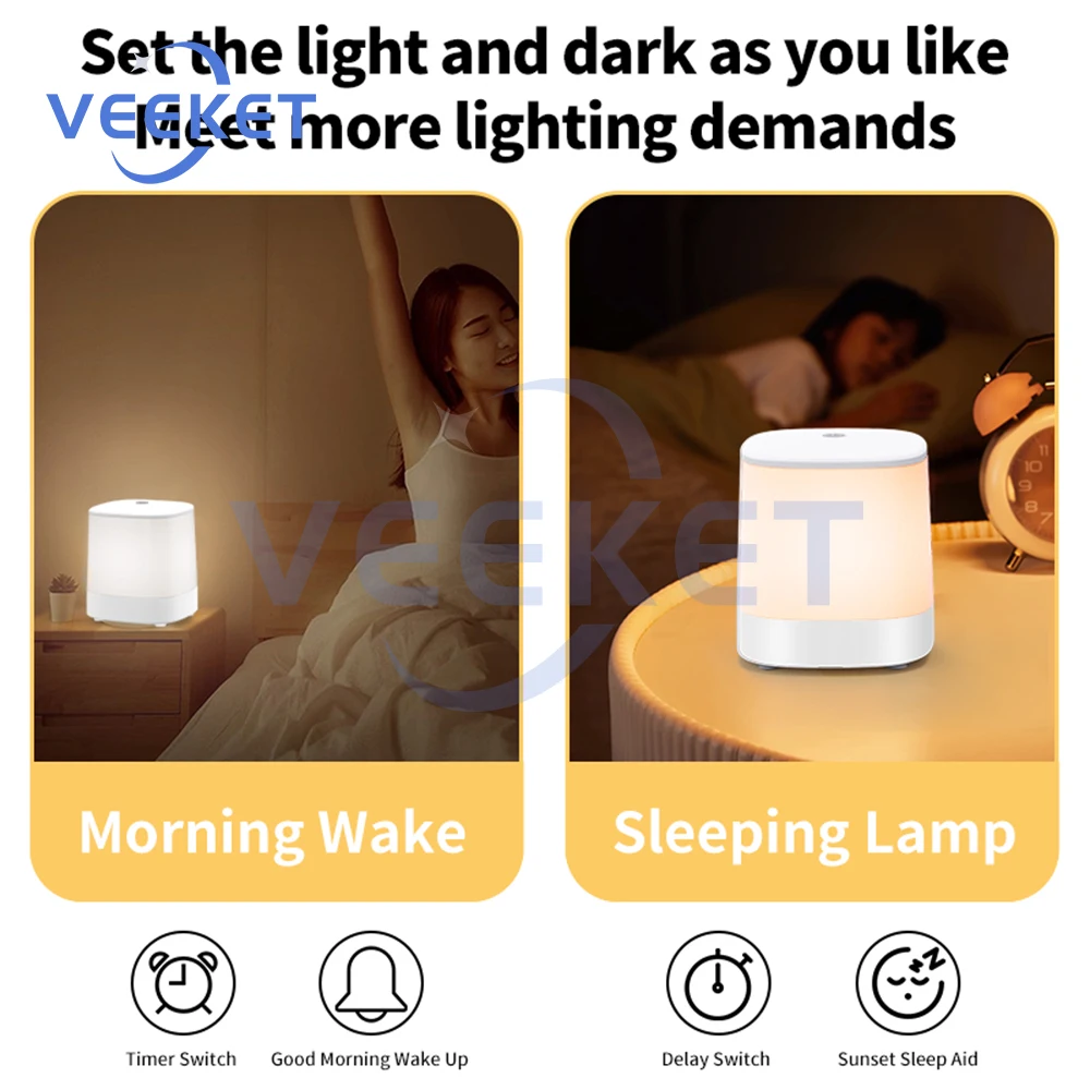 ذكي LED السرير ضوء الليل واي فاي الذكية صوت التحكم باللمس مصباح النوم التحكم في تطبيق الهاتف المحمول يعمل مع EWeLink APP DC 5V