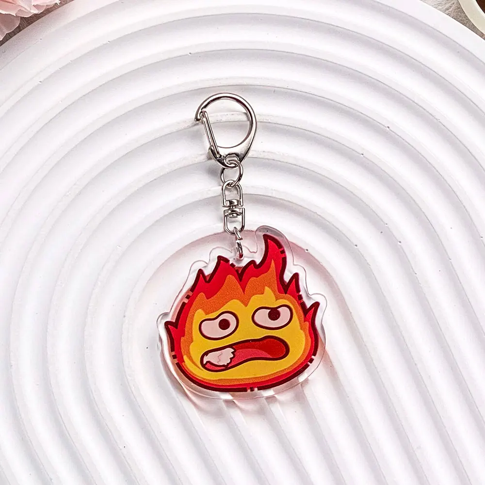 شخصيات أنيمي يعوي تتحرك القلعة سلسلة مفاتيح مصنوعة من الأكريليك اكسسوارات حقيبة سحر الإبداعية على ظهره قلادة كيرينغ هدايا للأصدقاء #4