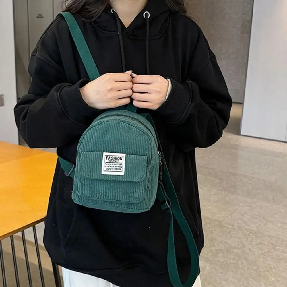 Portable Phone Bags Corduroy Backpack Korean Style Handbag Mini Shoulder Bags Rucksack Solid Color Women School Bags Women
