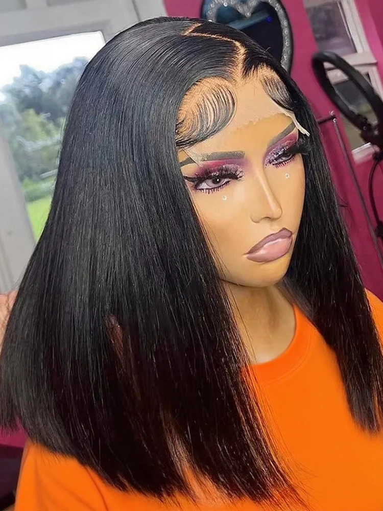 

200% Straight Wear to Go Glueless Wig Short Bob Hair Wigs 13x4 13x6 HD Transparent Lace Frontal Wigs For Women 100% Human Hair