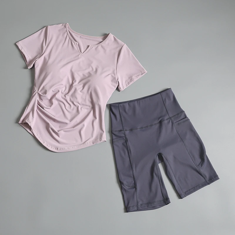 

Fitness suit for women in summer quick-drying breathable professional morning jogging top tight slimming yoga suit T-shirt