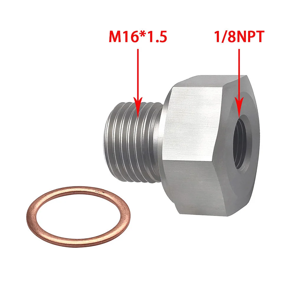 New Stainless steel Oil Pressure Sensor Adapter M16*1.5 to 1/8NPT Adapter Suitable for Gm LS Series Engine Fittings