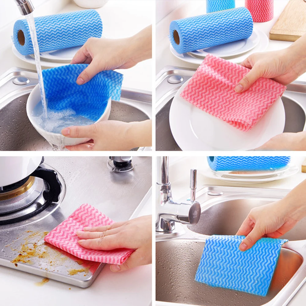 50 Count/Roll Cleaning Towels Reusable Cleaning Cloth Dish Rags Kitchen Paper Towels Handy Durable Multi Use Household Supplies