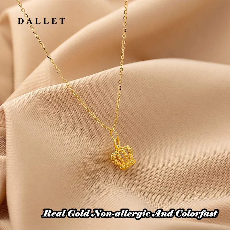 Imagem -06 - Dallet-colar de Ouro Puro para Mulheres Pingente Coroa de Ouro 24k Birthday Gift Christmas Gift Casamento Luxo Jóias Originais 999