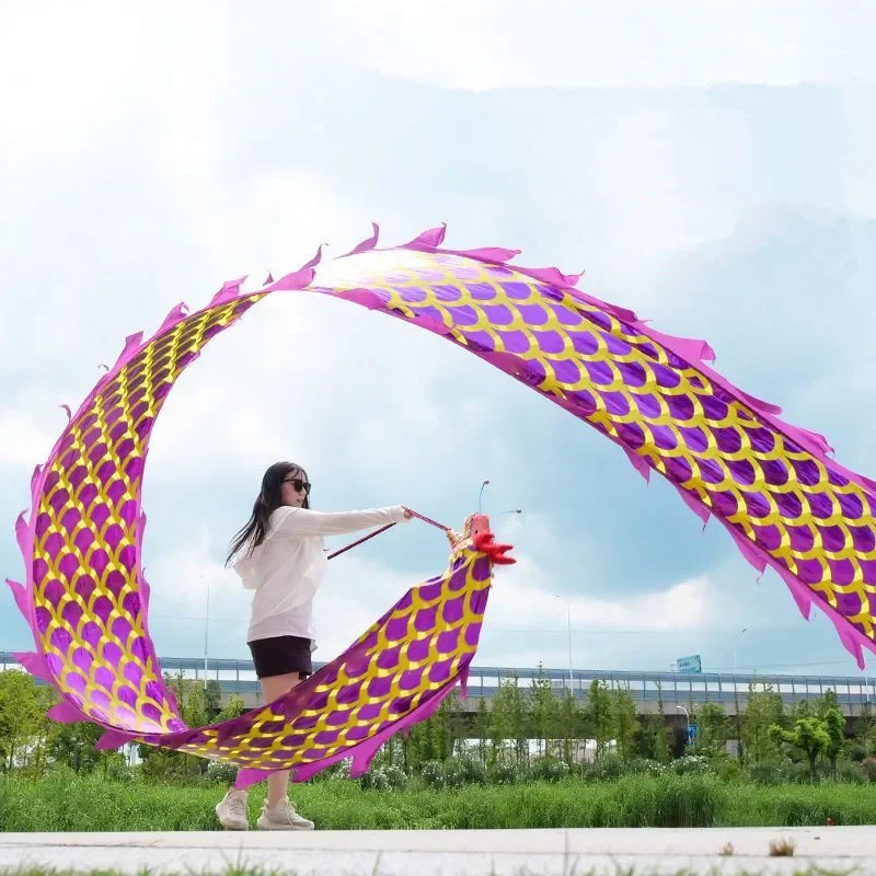 

6/8 Meters Chinese Dragon Dance With Head For Adults Carnival Performance Props Double Sided Hot Stamping Fitness Dragon