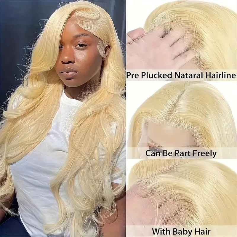 613 Blonde 22 40 Inch  13x6 HD Lace Wigs 13x4 Body Wave Human Hair Colored Frontal Water Wave Preplucked For Women 150 Density