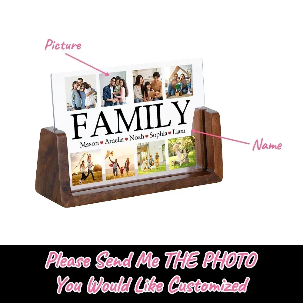 Personalized Family Photo Frame for Women Men Mom Home Desktop Display Customized Name Picture Frame Birthday Christmas Gifts