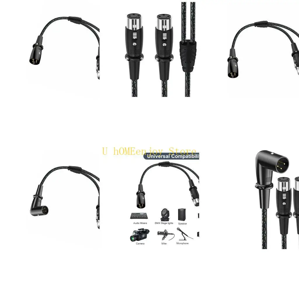 

B0KF Durability 3 PinXLR Splitter Cord Male to Two Female 50cm Highly speed Transfer for Audios Devices Stage Systems