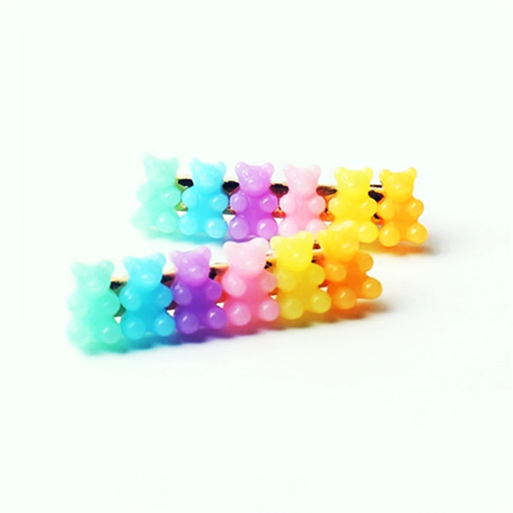 

free shipping if more than $8,hair clips for girls New Mixed Cartoon Cute Bear Rainbow Jelly color