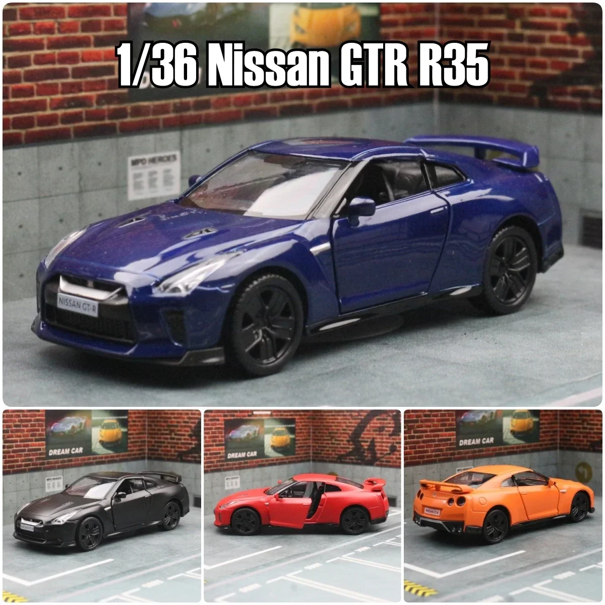 1:36 Nissan GT-R R35 Race Speelgoedauto Model Voor Kinderen Diecast Metalen Voertuig Miniatuur Terugtrekken Collectie Cadeau Jongen