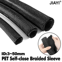 Cable Sleeve Self Closing PET Braided Expandable Auto Line Management Overlaps Flexible Loom Split Pipe Tube Wire Wrap Protect