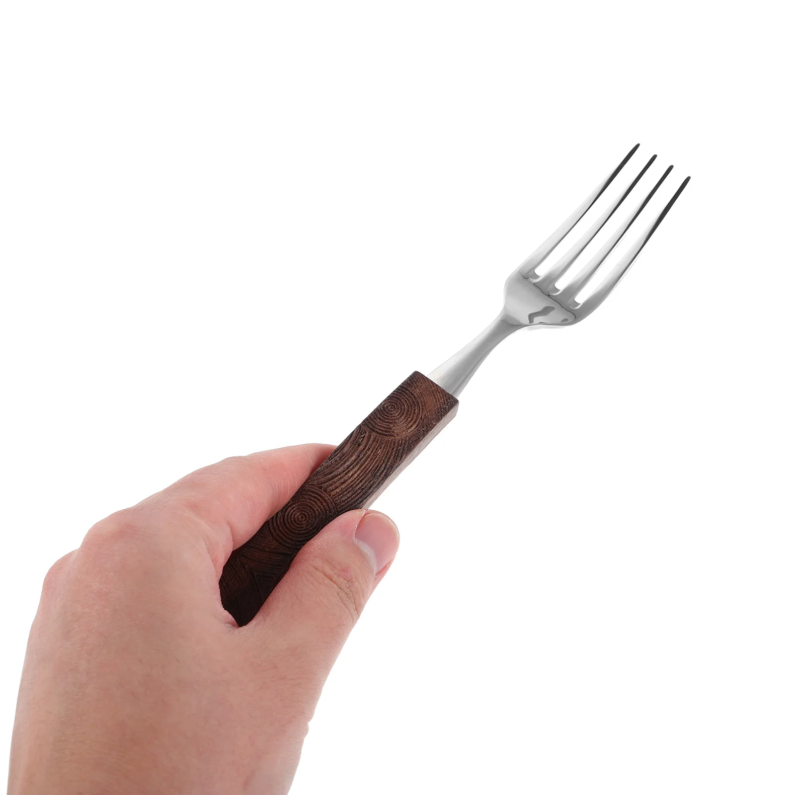 

Stainless Steel Dinner Forks Silverware Salad Meat Serving Cutlery for Home Hotel Kitchen Walnut Wood Handle Elegant