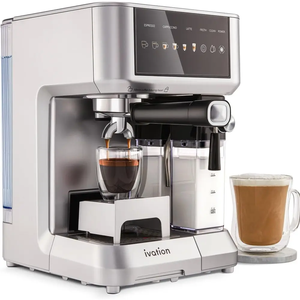& puccino Maker w/Milk rother | 58mm | Coee hine or Home | Single & Double Shots | , puccino, Latte, & roth | Auto-Clean & Desca
