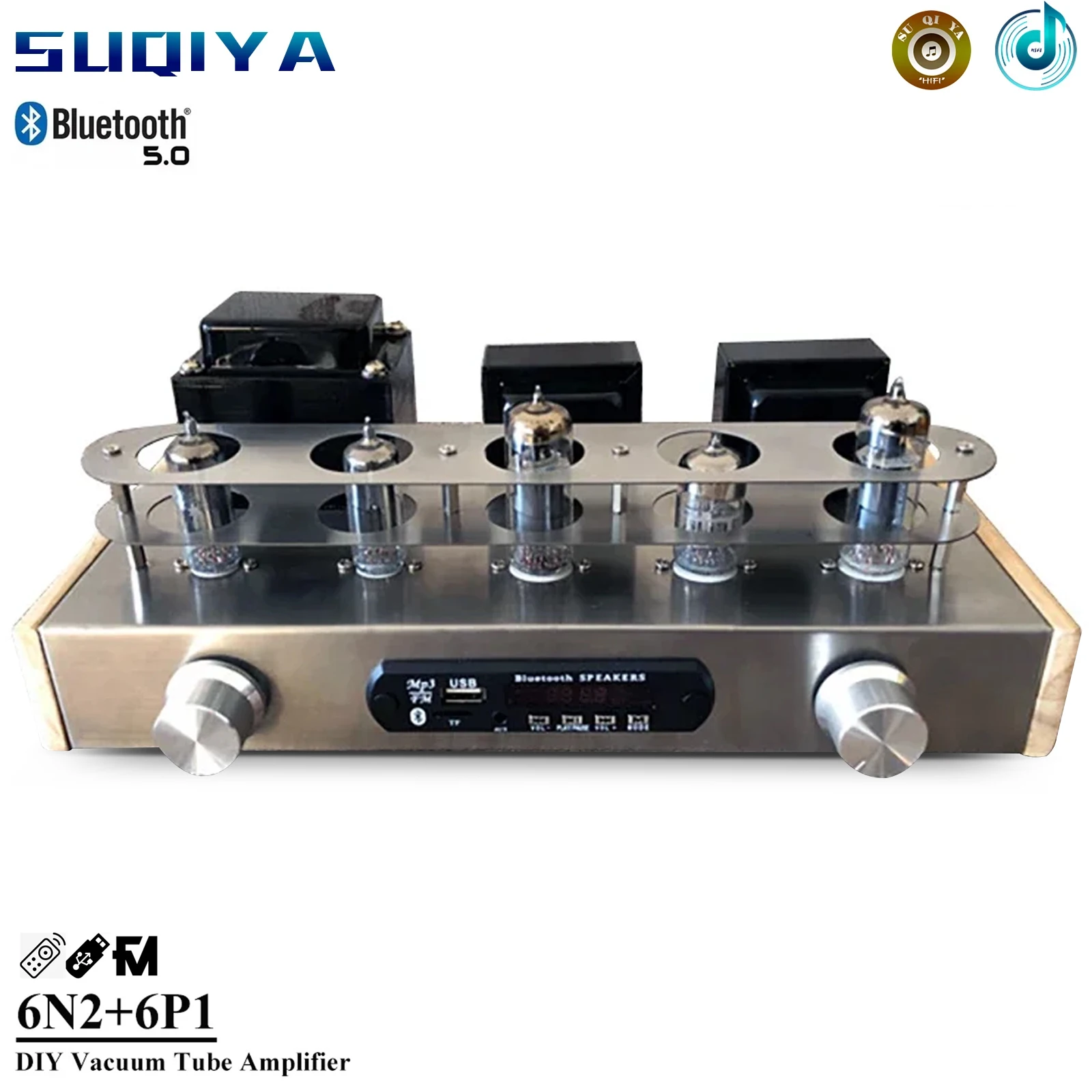 

6n2 6p1 Vacuum Tube Amplifier Kit Diy 3.5w*2 Supports Usb Fm Aux Bluetooth 5.0 HIFI Audio Amplifier Vu Meter Free Shipping