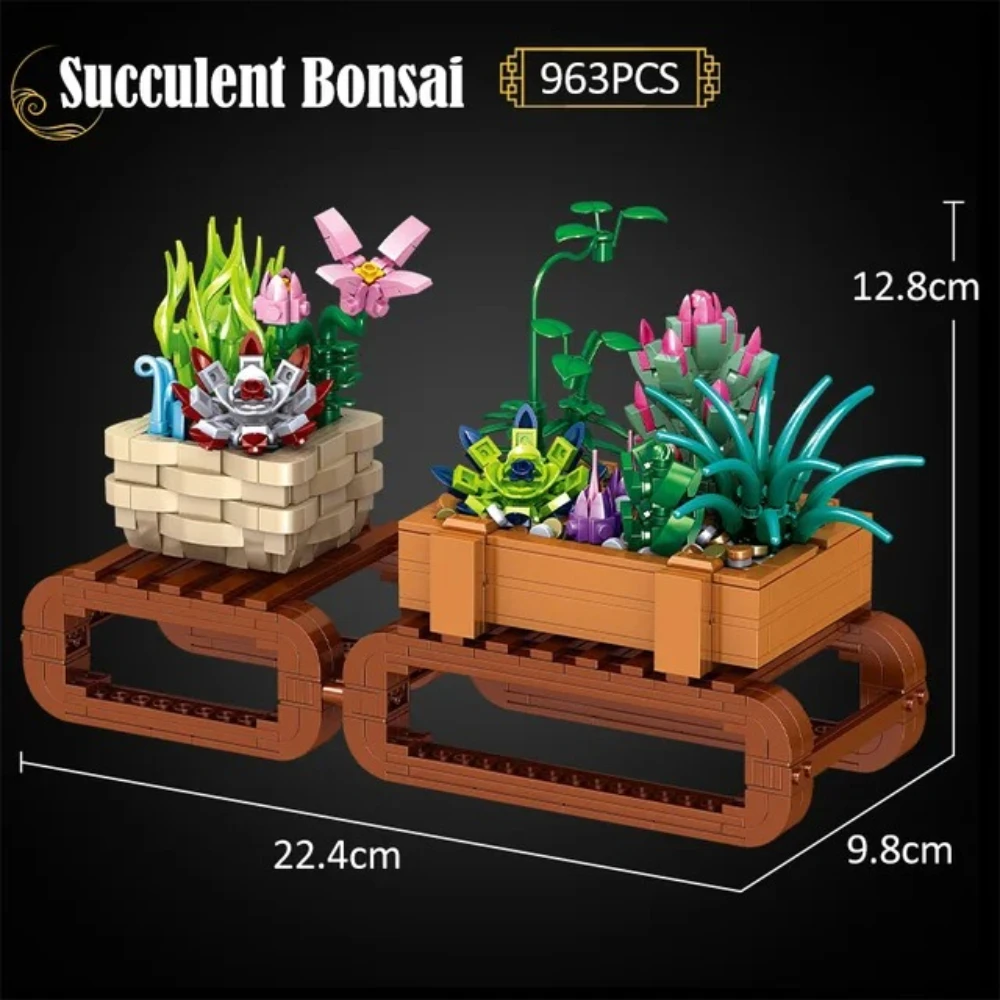 MOC Vetplant Bloem Bonsai Bouwstenen Set Bloesem Sakura Tafelornament Decor Bloem Idee Speelgoed Verjaardag Vakantiecadeaus