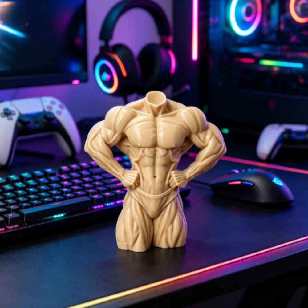 Muscular Male Torso Statue 3D Printed Bodybuilder Bust Figurine Human Anatomy Art Model Desktop Ornament Home Office Table Decor
