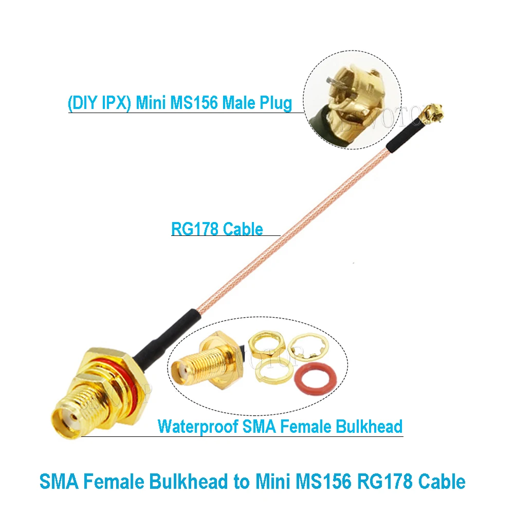 1PCS BEVOTOP Waterproof SMA Female to Mini MS156 (DIY ) RG178 Cable RF Coaxial Pigtail Extension Jumper for LTE Modem