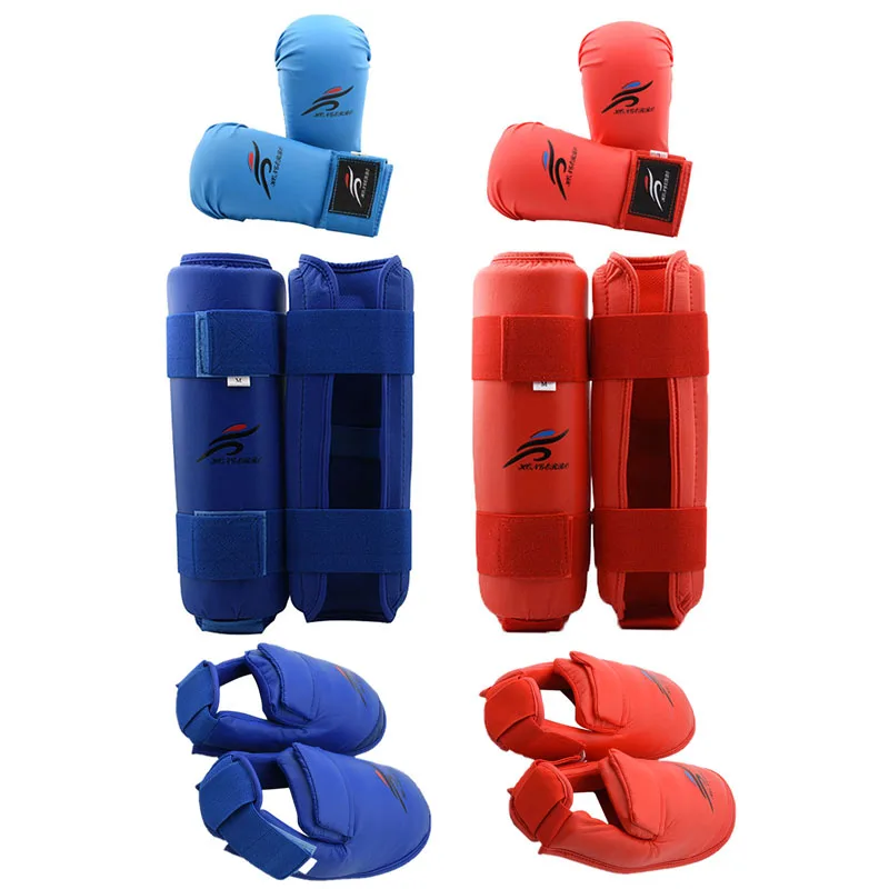 Taekwondo Sparring Gear Set Shin GuardLeg Hand Foot Protector Women Bands Palm Boxing Gloves Karate Shoes MMA Men Child Kids