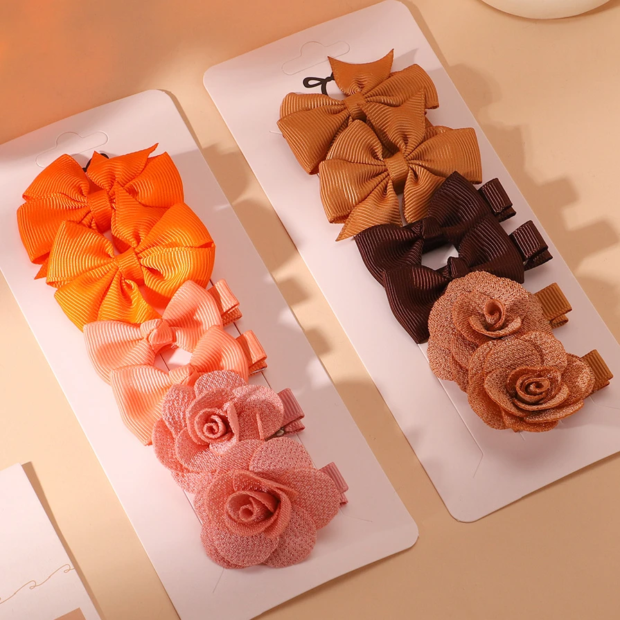 6Pcs/Lot Fashion Candy Color Flower Hairpin for Baby Girls Sweet Hair Clips Cute Handmade Kids Hair Accessories Gifts Wholesale