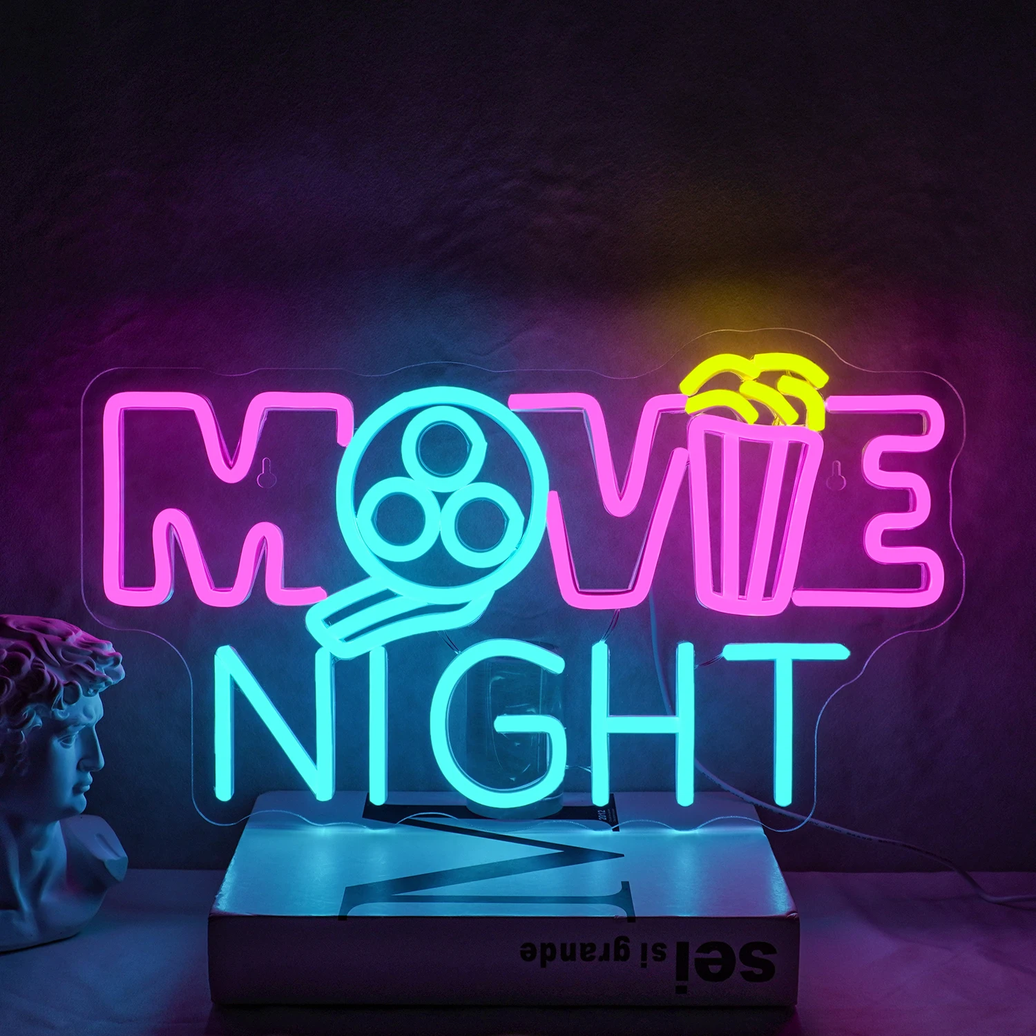 

Movie Night Neon Sign Led Lights Room Decoration Cinema Home Theater Party Bar Dimmable USB Wall Lamp Remote Control Art Signs