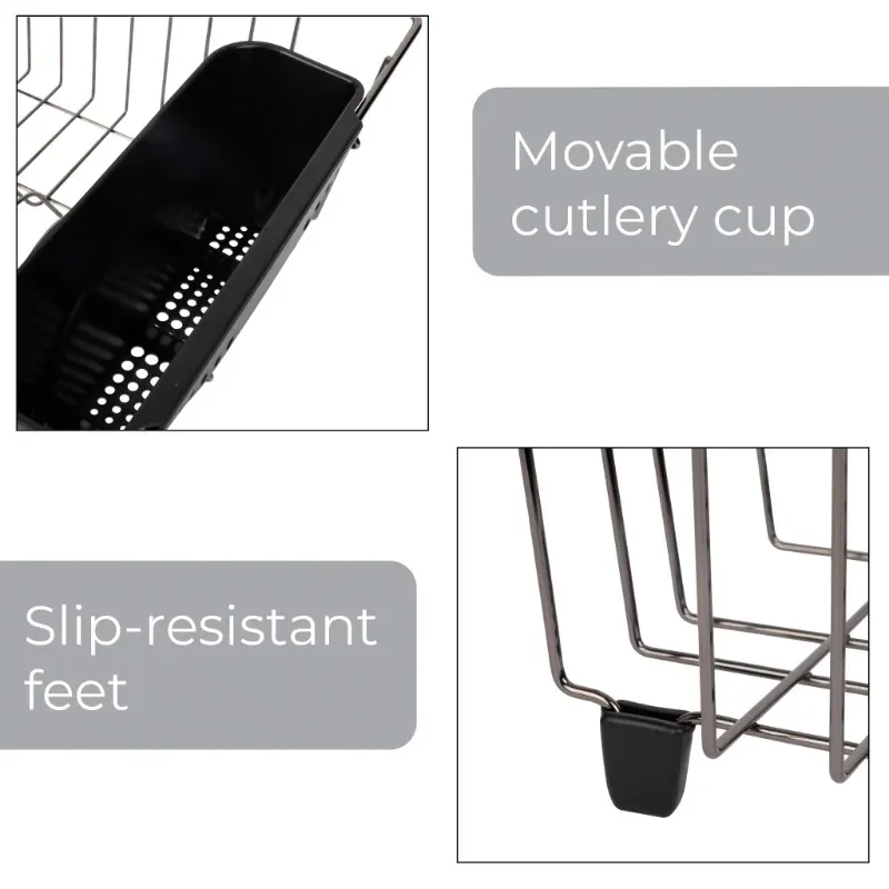 Mainstays Small Dish Drainer Rack - Chrome/Black Counter Organizers