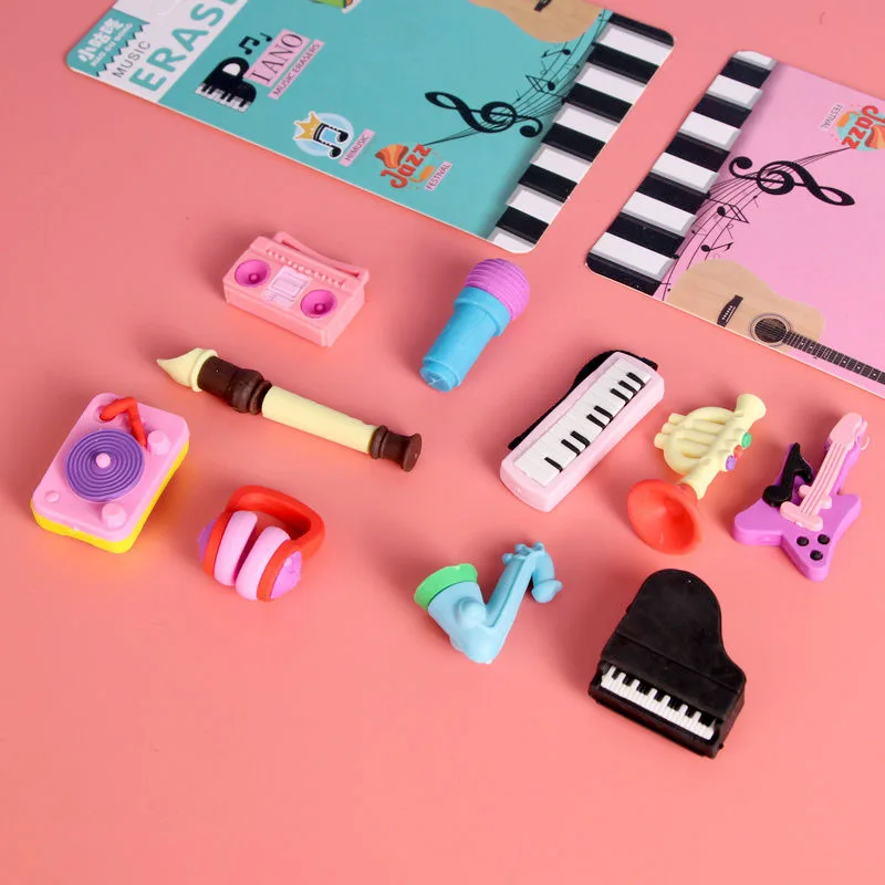 1 Pcs Music Theme Eraser Suit / Creative Stationery/ Blister-Card  Packing /Children Gift/Students Prize/School Supplies