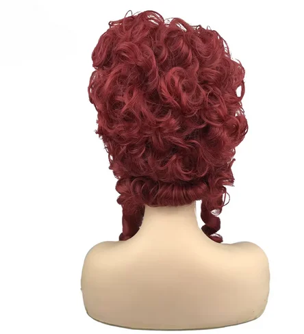 Pelucas de princesa María Antonieta, Pelo Rizado medio, rojo, Cosplay