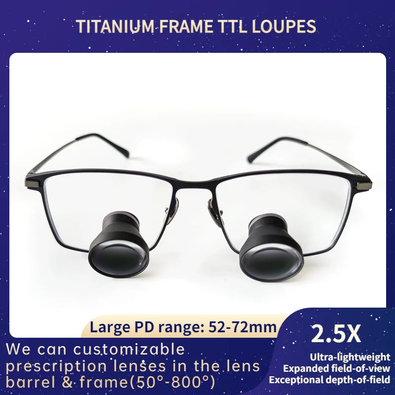 

New Ultra-light Titanium Frame TTL2.5X Loupes Through The Lens Dental Medical Surgical Loupes Embedded IPD Customized