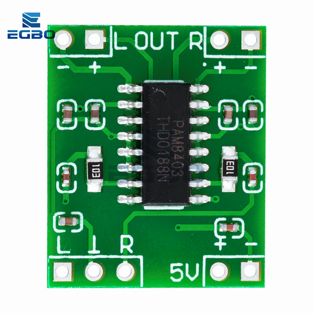 5PCS PAM8403 Super mini digital amplifier board 2 * 3W Class D digital amplifier board efficient 2.5 to 5V USB power supply