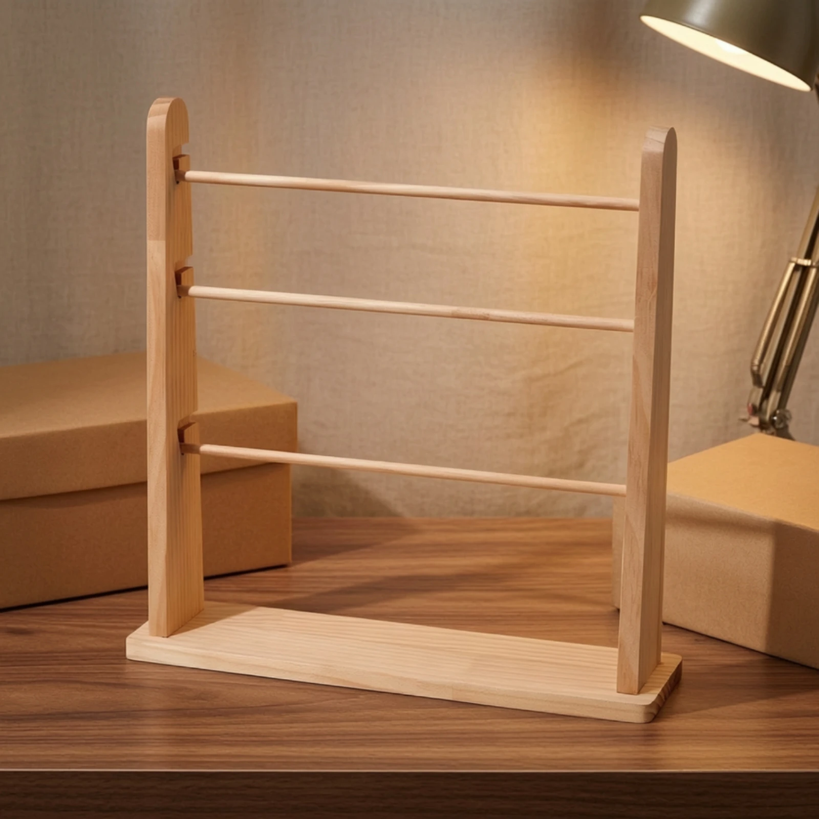 Wooden Ribbon Organizer Rack Compact Spool Holder for Crafters, Craft Room, Countertop