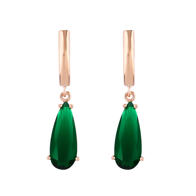 New  8 Color Gold 585 Earrings for Women Water Drop Big Dangle Earrings with Pink Stone Fashion Party Jewelry ers-p95