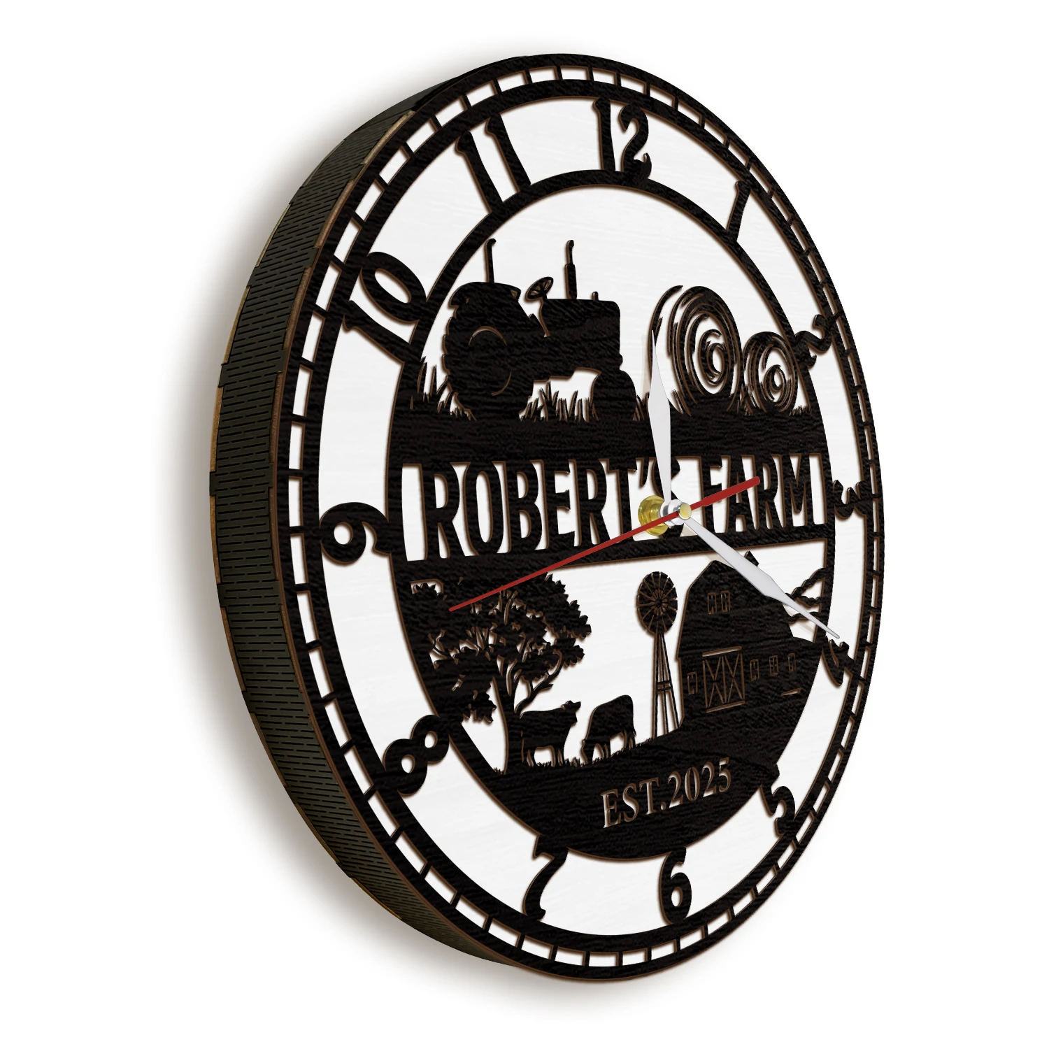 Personalized Tractor Farm LED Wall Clock Multi‑Color Backlit Silent Quartz Wall Clock with Custom Name Night Light For Farmers