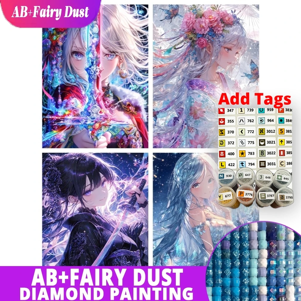 

AB Fairy Dust New Diamond Drawing Cartoon Girl 5d DIY Diamond Mosaic Embroidery Rhinestone Picture Home Decoration Craft Set Dec