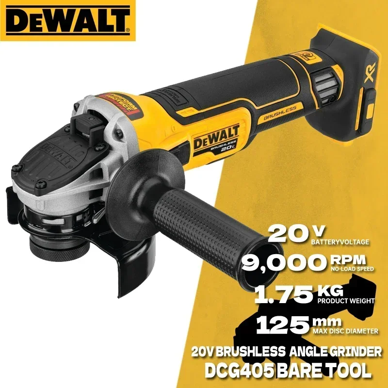 DEWALT Angle Grinder DCG405N 20V Cordless Cutting Machine Bare Tool 125mm Rechargeable Brushless Portable Polisher DCG405