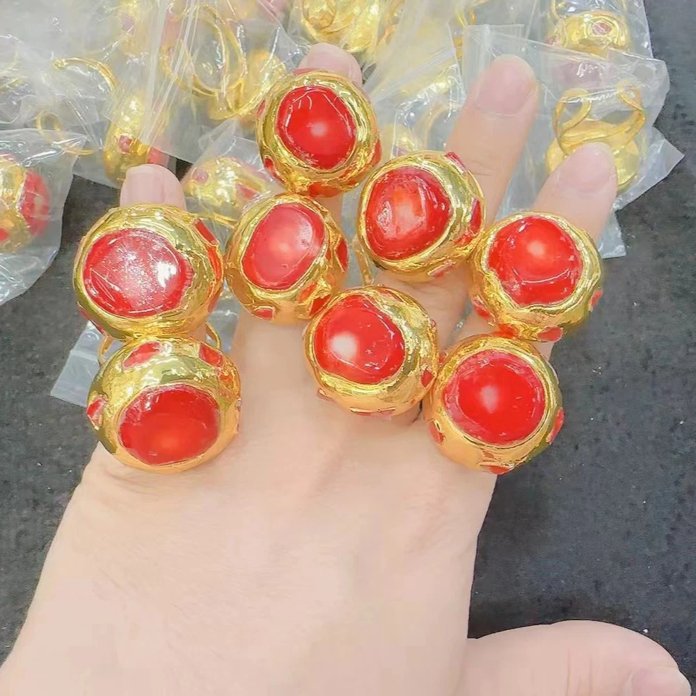 Stylish Jewelry for Women Fashionable Fine Gold Plated Brass Coral Rings