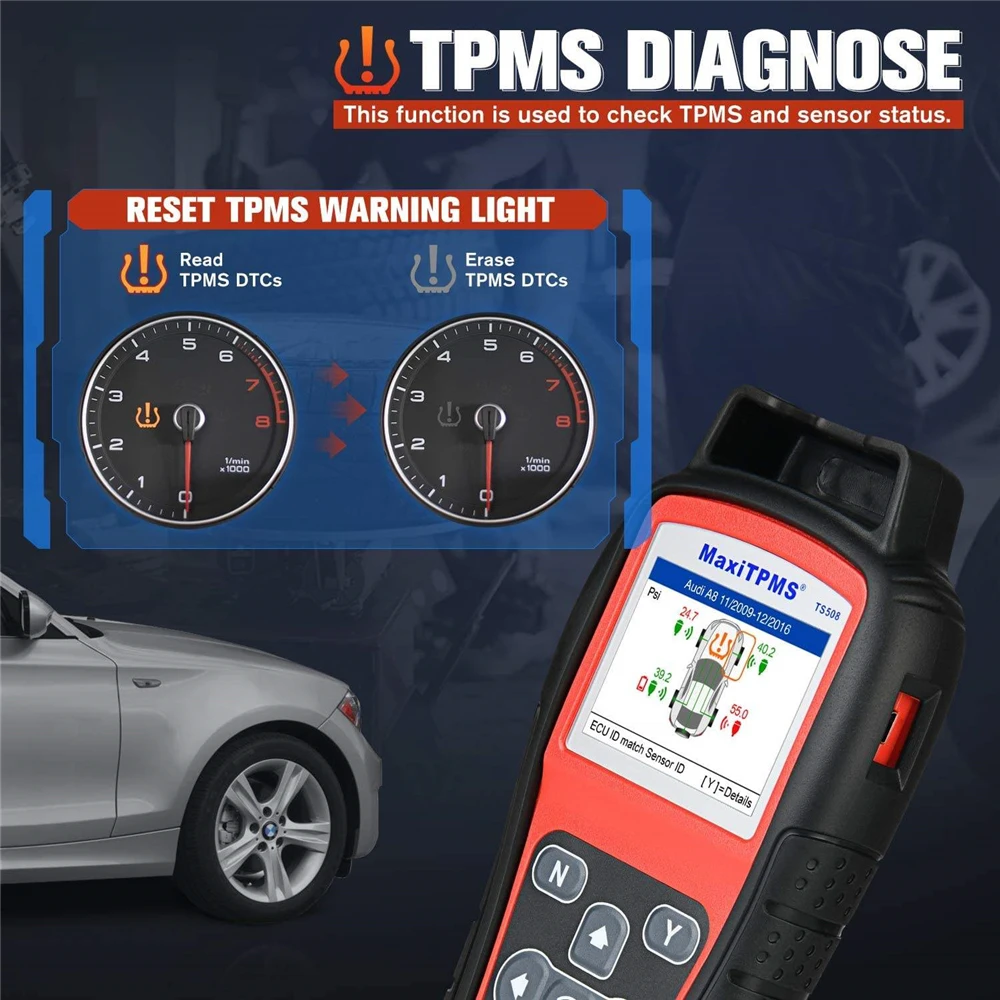 AUTEL MaxiTPMS TS508 Improved TPMS Work Experience Quick Advance Mode Support 315MHz 433MHz Sensors TPMS Auto Diagnose TS 508