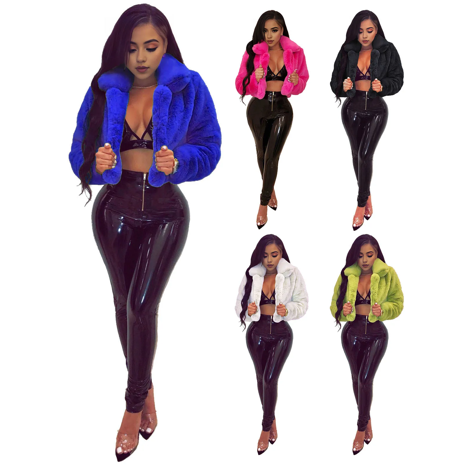 

Winter Korean Fashion Loose Jacket Fluffy Zipper Hooded Warm Jacket Long Sleeve Top Solid Pullover Clothes For Women