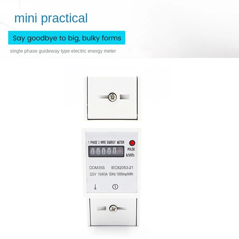 Single Phase Two Wire 220V 10-40A Energy Meter Kwh Counter Consumption Analog Electricity Wattmeter Household Din Rail