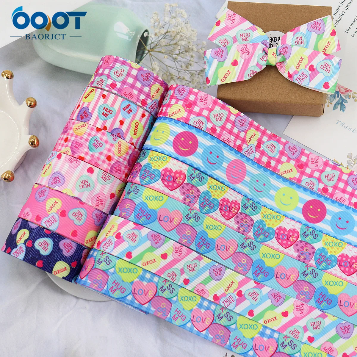 Valentine's Day Heart Series Ribbons,M-22525-7,25MM 10Yards Bow Cap Accessories Party Gift Wrap DIY Handmade Materials