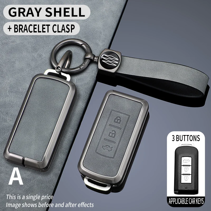 Car 3/4Buttons Remote Key Case Cover Holder Chain For Mitsubishi Outlander 2015 2017 Xpander Triton ASX LANCER Pajero Sport 3