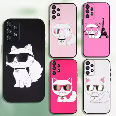 Fashion COOL Cat Phone Case For Samsung Galaxy A20,A21s,A22,A31,A32,A52,A53,A72,73,A80 Soft Black Cover