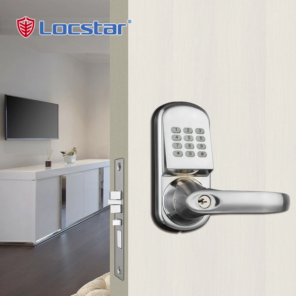 

Locstar Z wave Password Waterproof Small Z-Wave Lock Card Door Handle Wireless Keyboard Zwave Apartment Hotel Lock