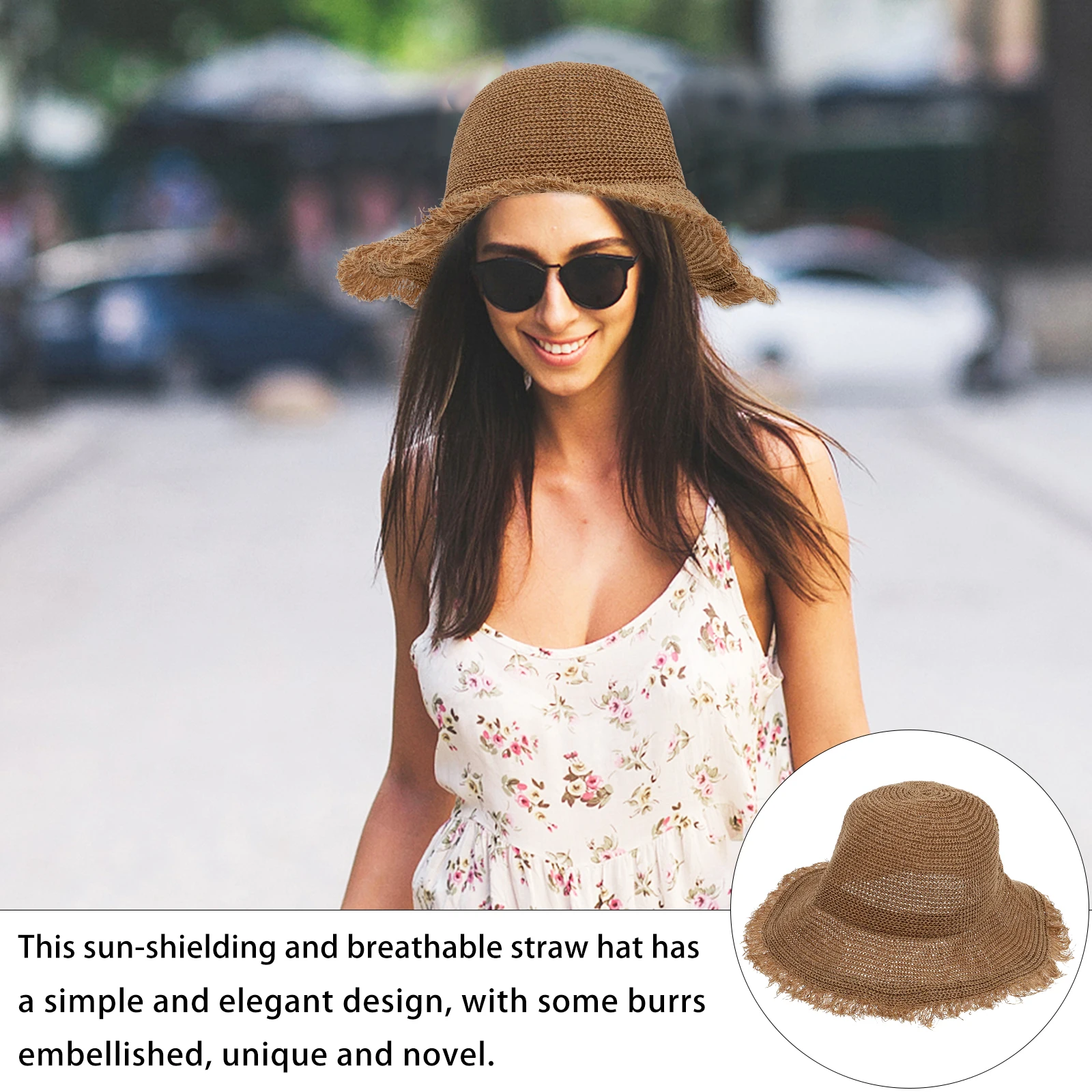 

Sun Hat Summer Beach Hats for Women Outdoor Straw Wide Brim Visor Lady Breathable Sun Protection Cap Premium Straw Material