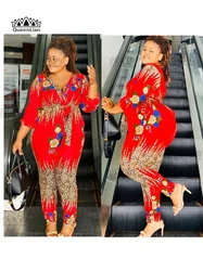 Afrika kadın moda Dashiki şifon üst ve streç pantolon seti 2-Piece zarif XFTZ10 #
