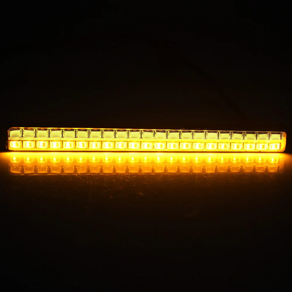 Luces LED de circulación diurna para coche, indicador de señal de giro, luz blanca y ámbar DRL DC 12V, 42 Chips LED, estilo de coche, 2 piezas