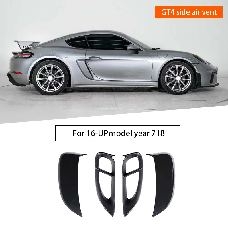 PP Material Replacement Side Air Intake Spray Black Paint for Porsche 718 Boxster/Cayman 2016-up Fender Air Vent for Upgrade GT4