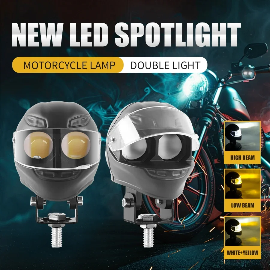 Aluminum Motorcycle LED Headlight White High low beam Projector Lens ATV Scooter Driving Lamp Fog Light Auxiliary Spotlight Lamp