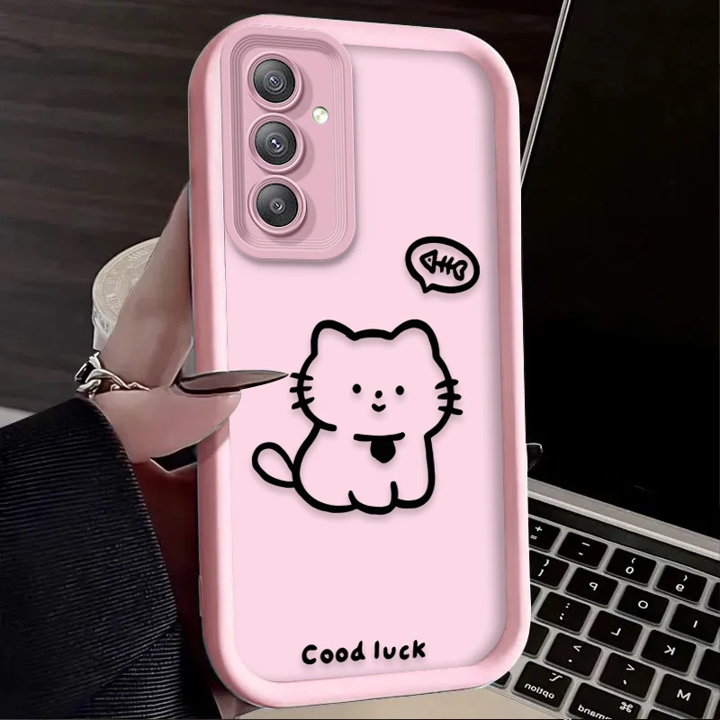 Capa de Telefone Matte com Gato Fofo para Samsung Galaxy A54 A05 A05S A34 A53 A33 A23 A13 A52 A52S A32 A22 A12 A71 A51 A31 A50